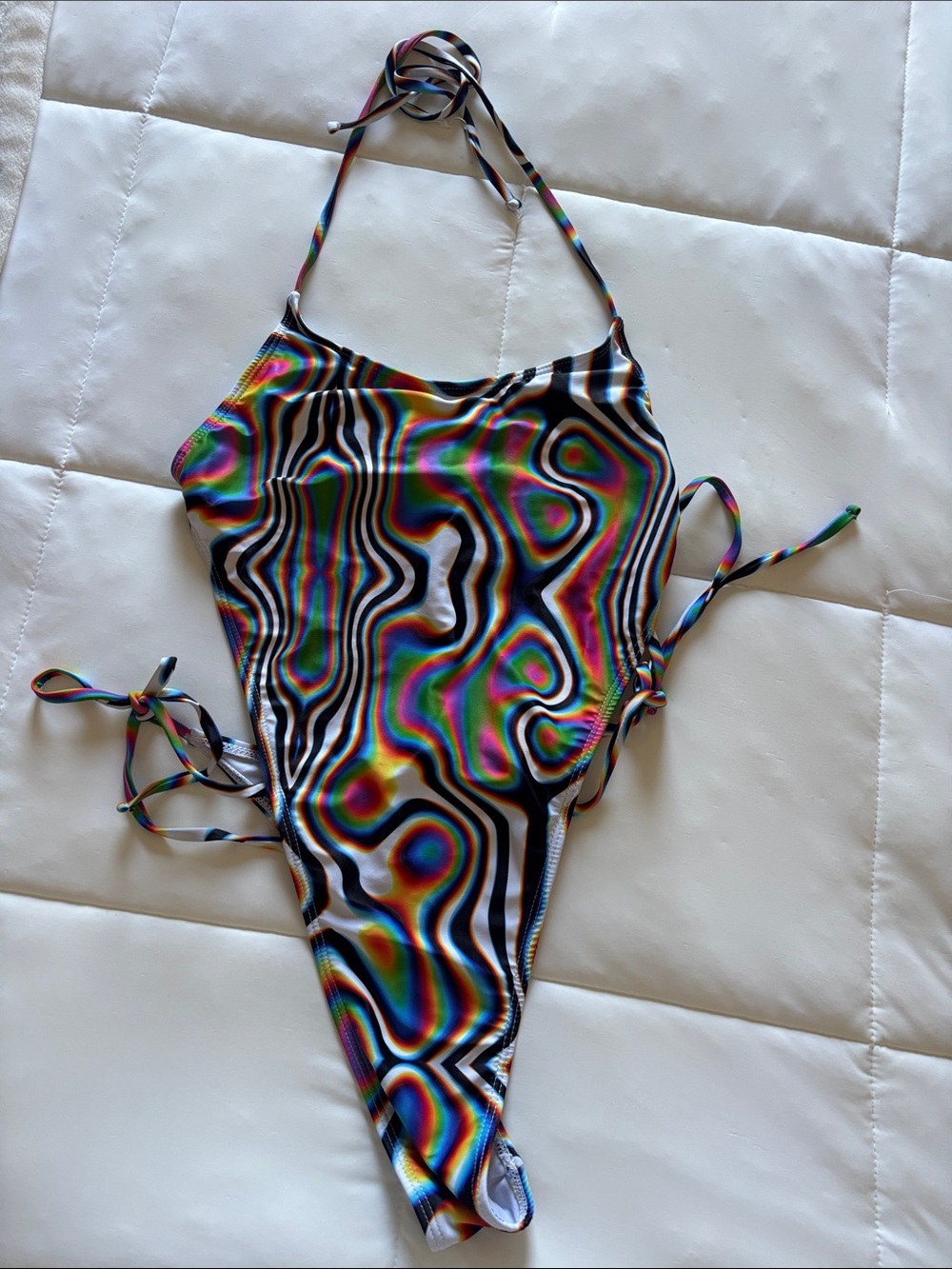 SHEIN Black Multicolor Swirl Kids One-Piece Swimwear
